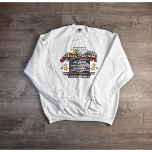 VINTAGE Men's “Proud to be an American” Crewneck XL White